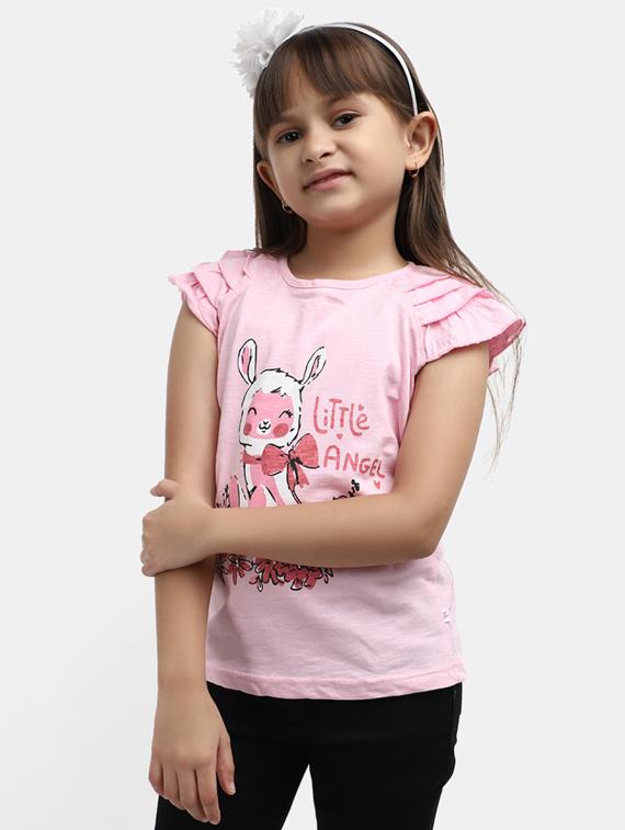 girls printed round neck regular tee