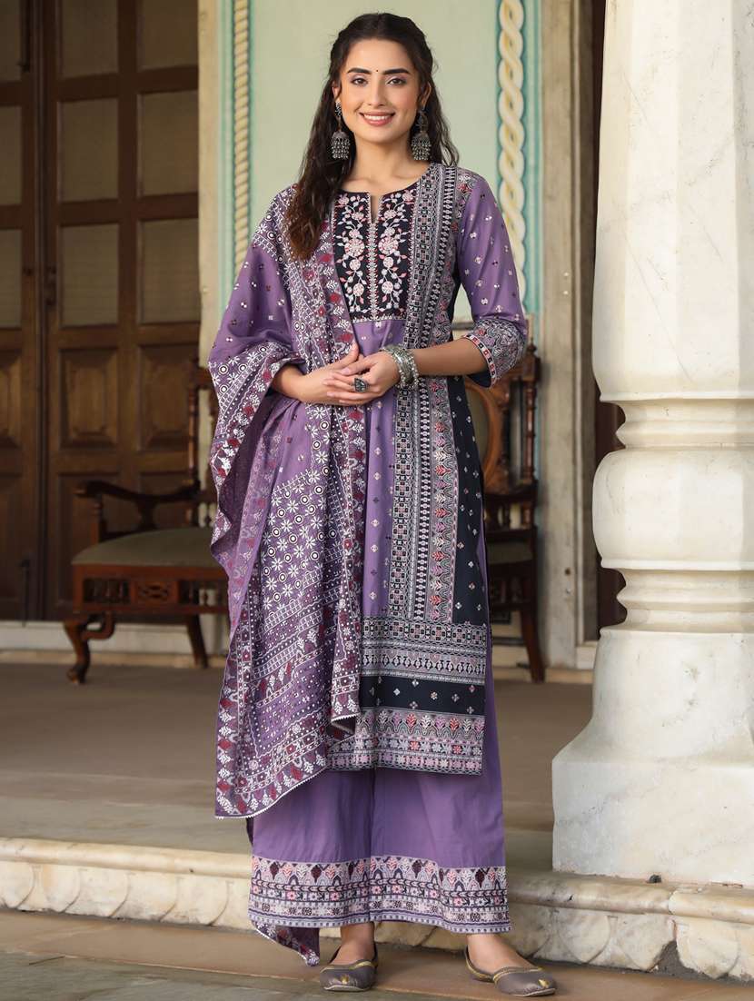 printed kurta palazzo set with dupatta  