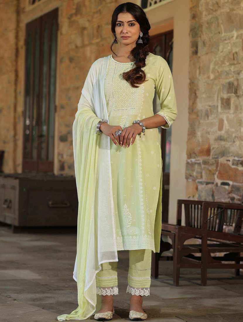 printed kurta pant set with dupatta  