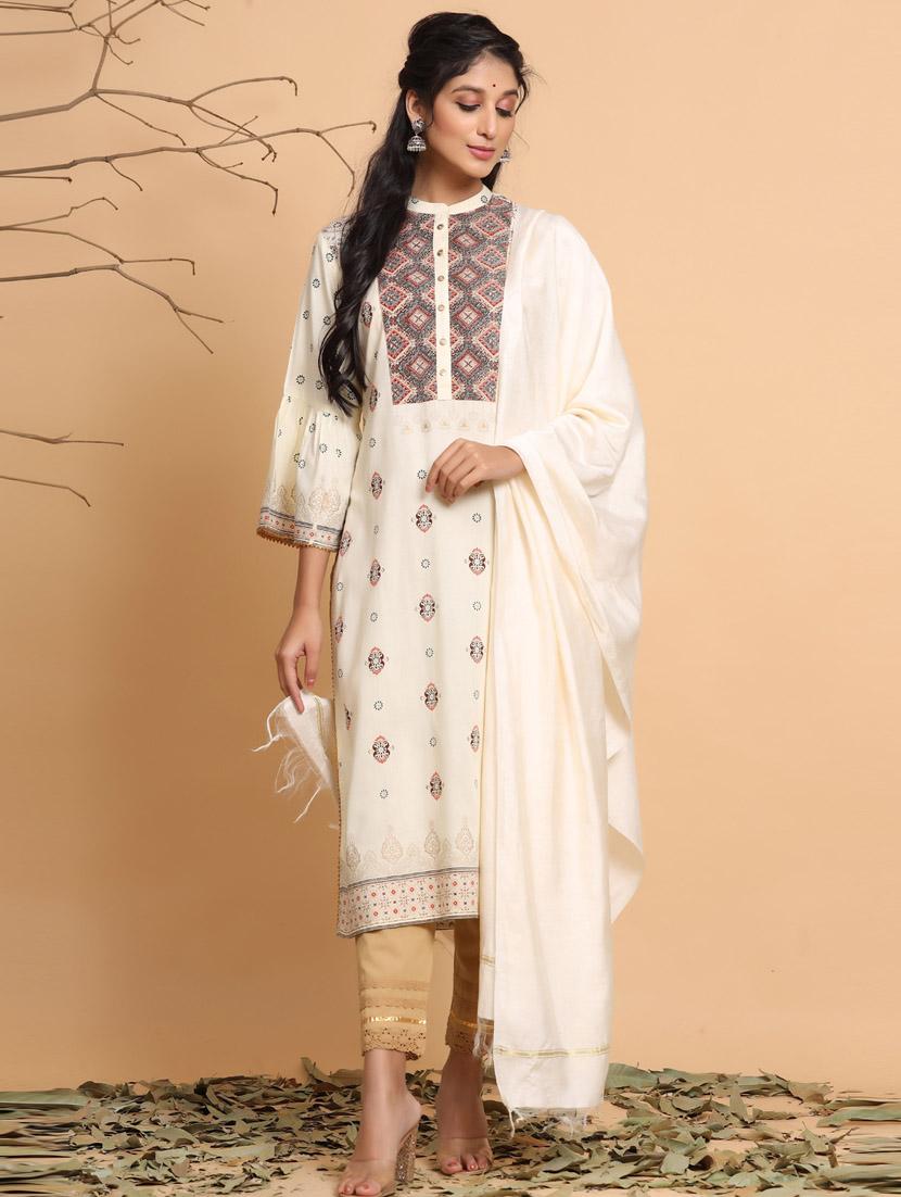 ethnic motif kurta pant set with dupatta   - 19910243 -  Zoom Image - 0
