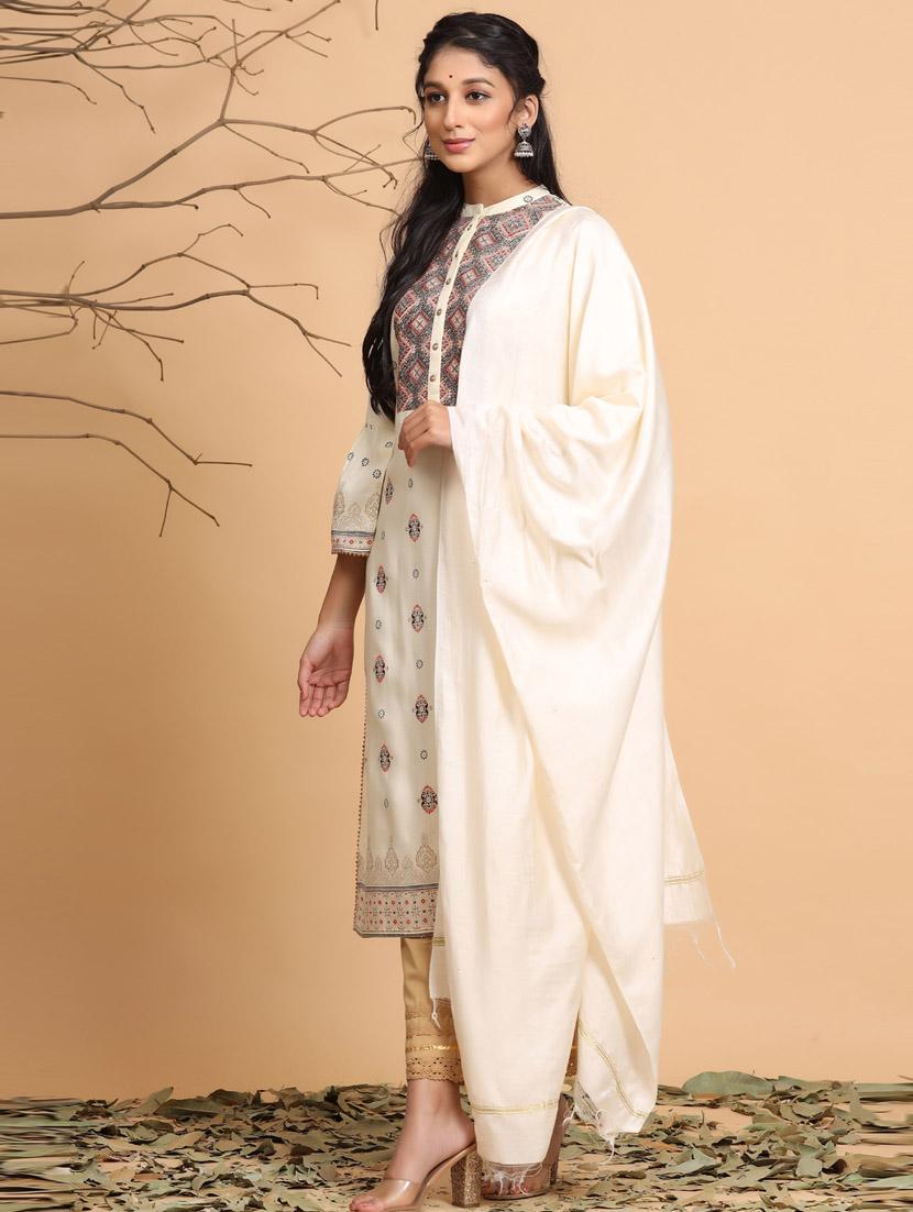 ethnic motif kurta pant set with dupatta - 19910243 - Standard Image - 3