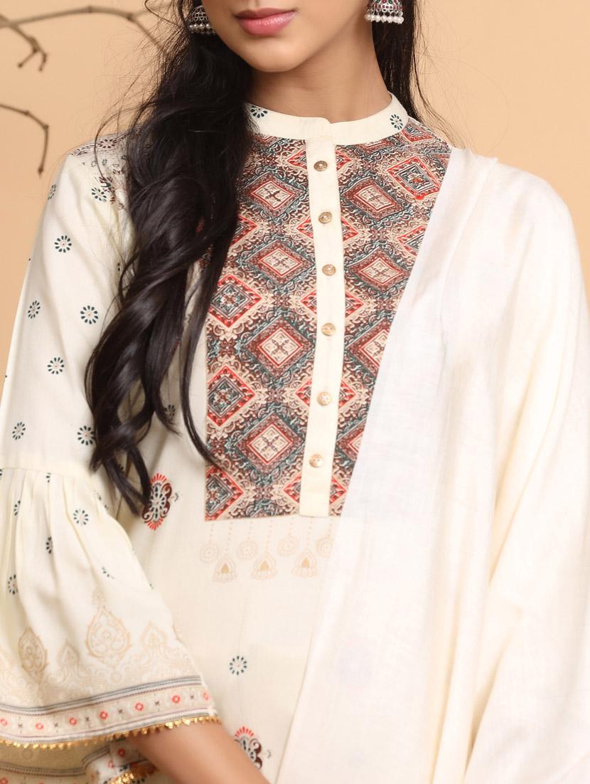 ethnic motif kurta pant set with dupatta - 19910243 - Standard Image - 5