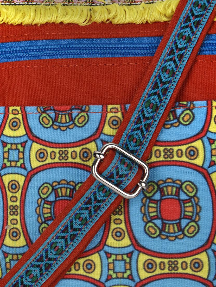 orange cotton polyester blend sling bag - 19910263 - Standard Image - 3
