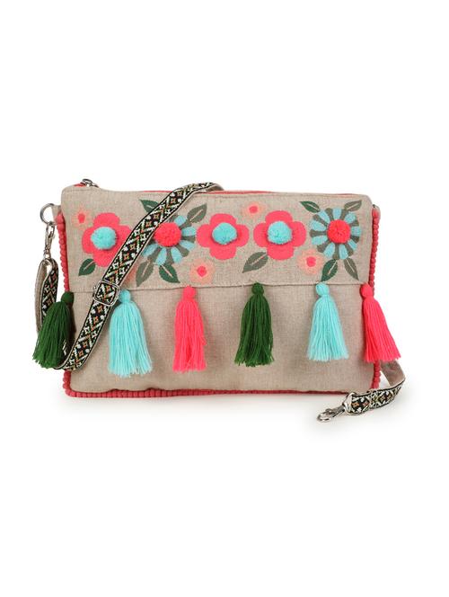 beige canvas sling bag - 19910268 -  Standard Image - 0