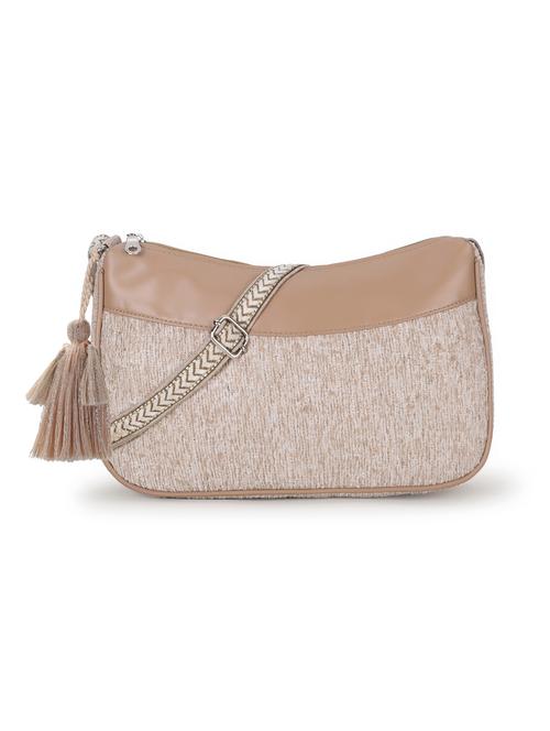 tan cotton polyester blend sling bag - 19910271 - Standard Image - 0