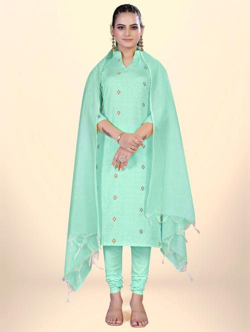 unstitched cotton churidar suit set - 19910322 - Standard Image - 0