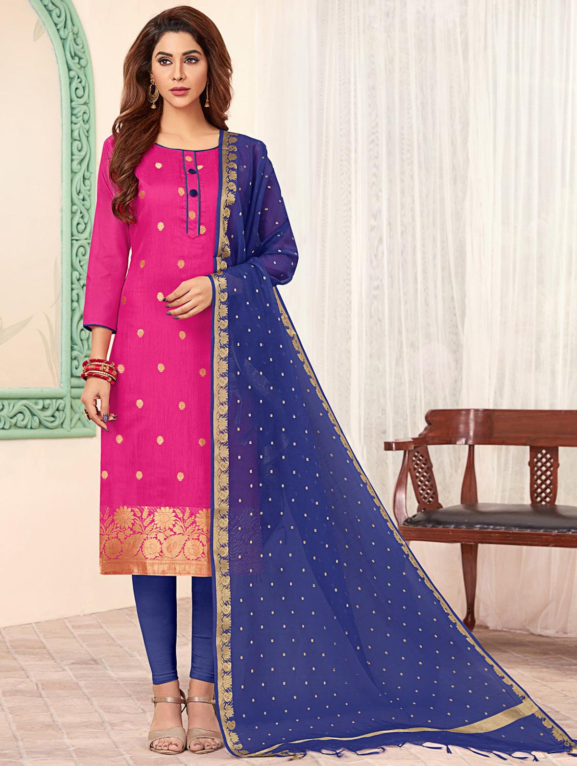 jacquard unstitched chudidar suits set - 19910415 -  Zoom Image - 0