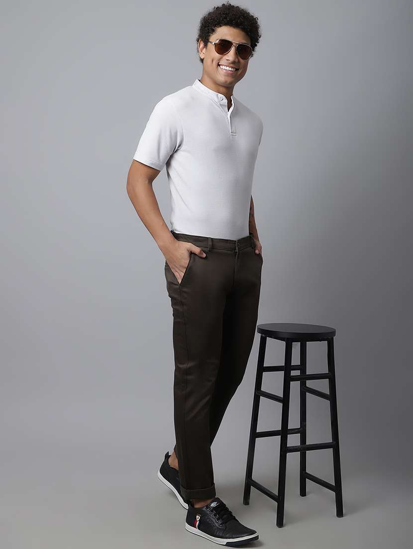 solid cotton flat front casual trouser - 19911363 -  Standard Image - 3