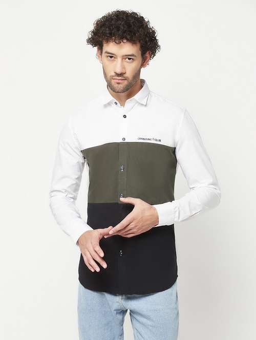 mens color block casual shirt - 19911460 - Standard Image - 0