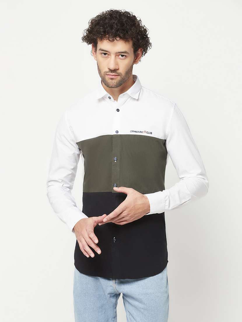 mens color block casual shirt - 19911460 - Zoom Image - 0