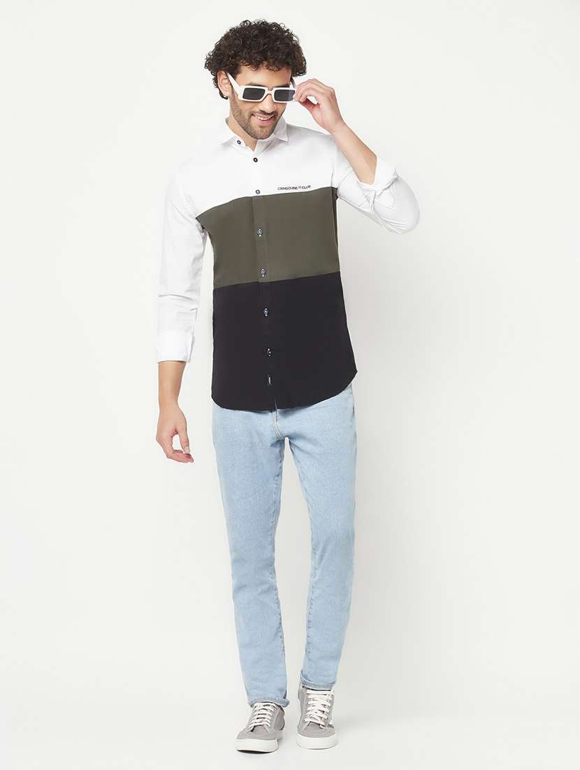 mens color block casual shirt - 19911460 - Standard Image - 5
