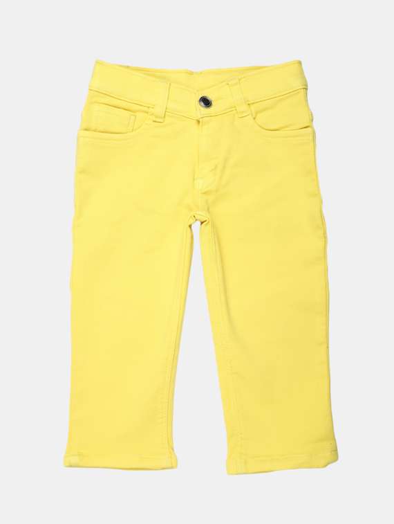 yellow solid cotton three-fourth