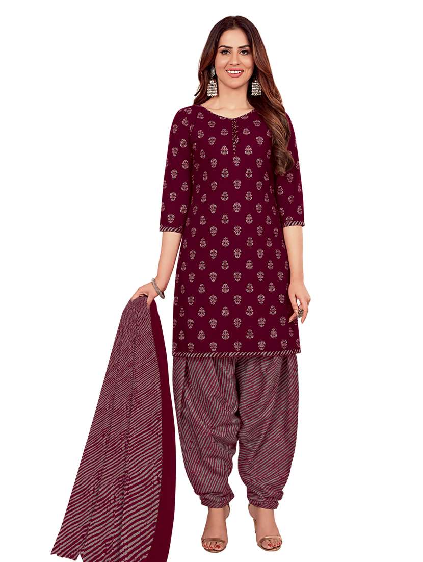 Buy online Printed Unstitched Patiyala Suit Set from Suits & Dress