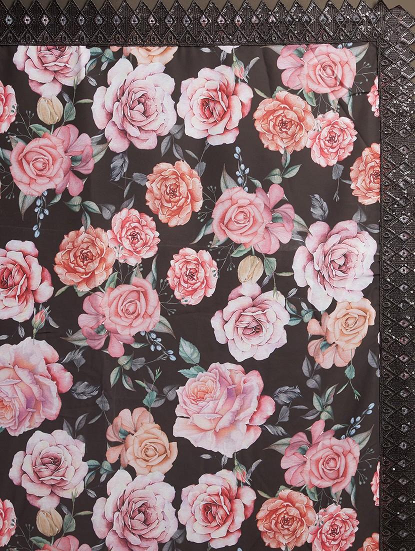 floral printed saree with lace border with blouse - 19913003 - Standard Image - 3