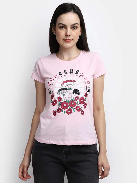 women printed cotton regular tee