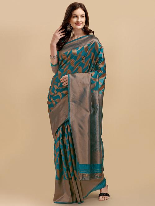 light blue silk banarasi saree - 19914786 - Standard Image - 0