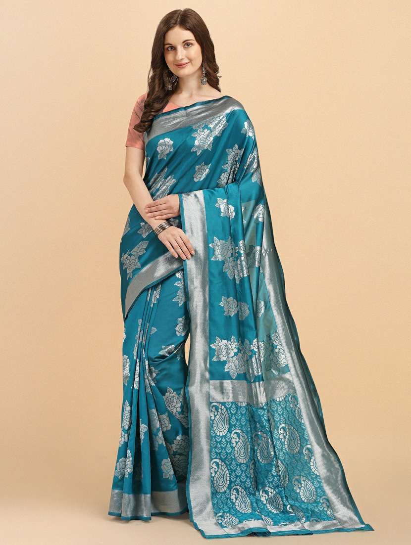 blue kanjivaram saree with blouse