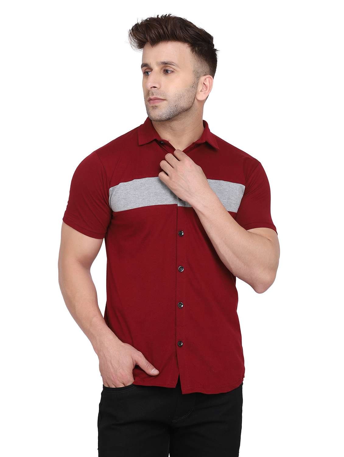 mens color block casual shirt - 19915399 -  Zoom Image - 0