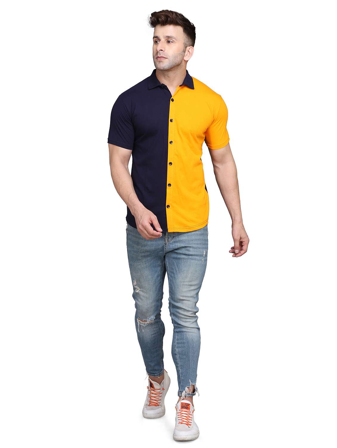mens color block casual shirt - 19915404 -  Standard Image - 3
