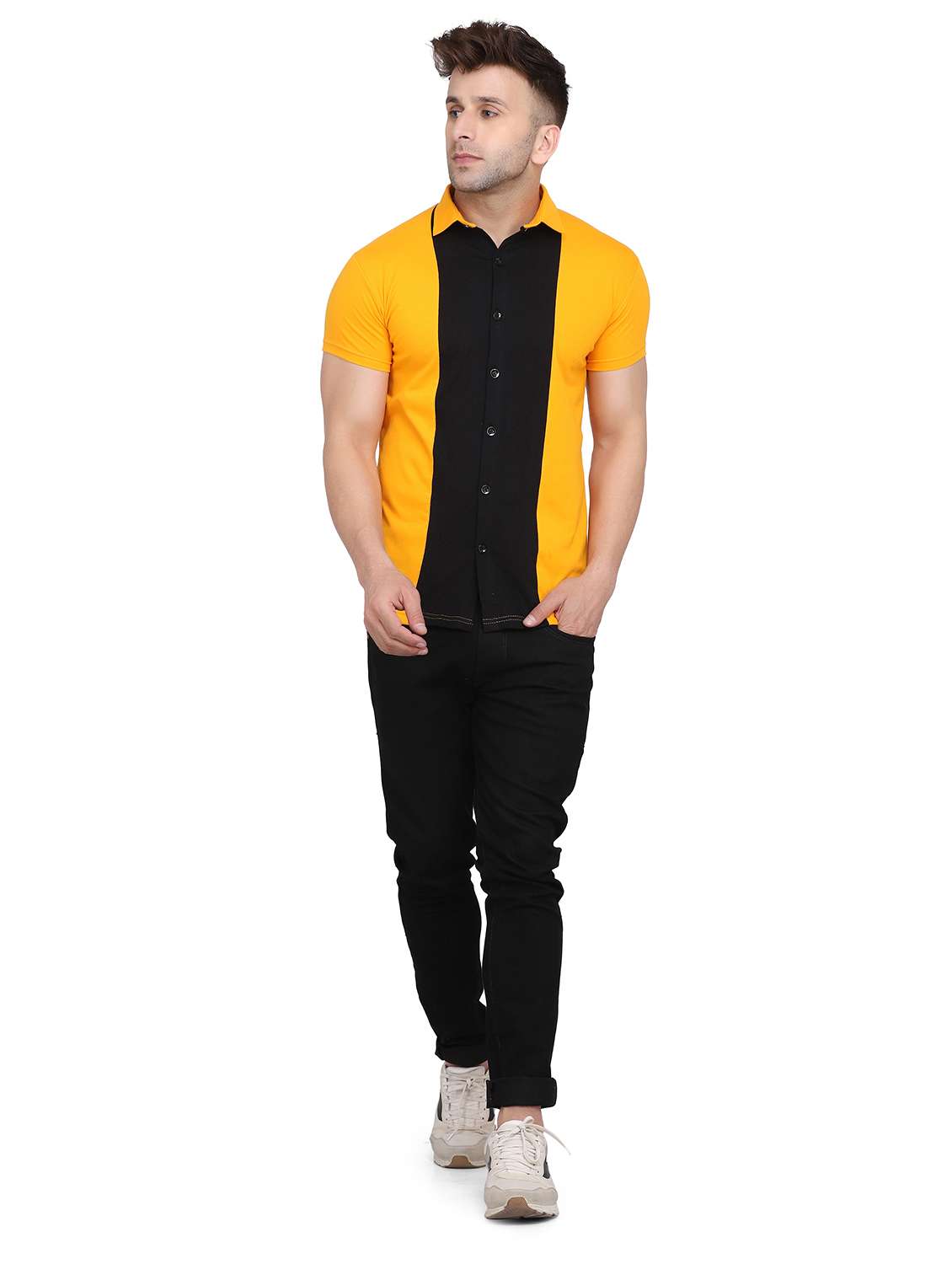 mens color block casual shirt - 19915409 -  Standard Image - 3