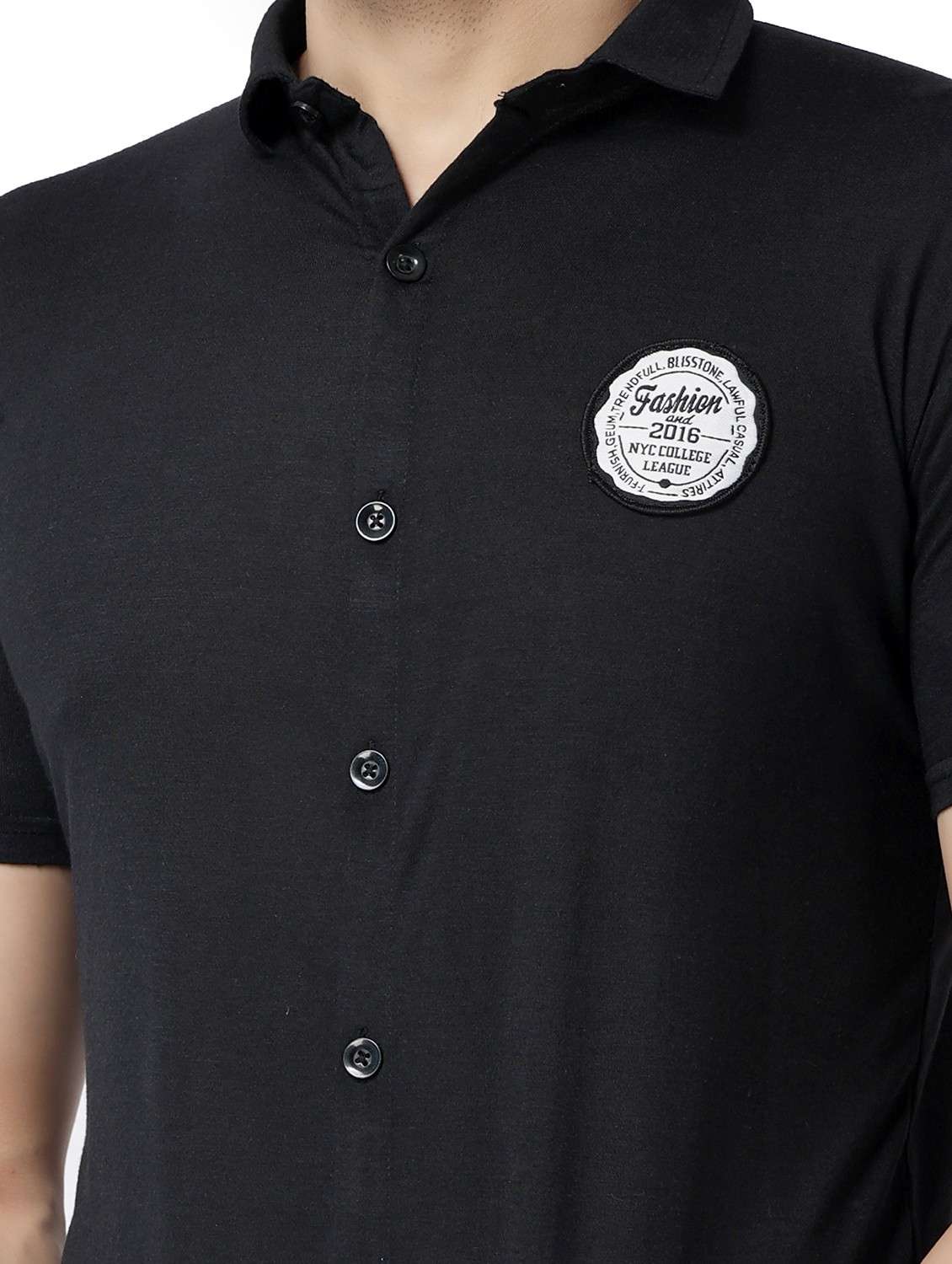 black cotton blend casual shirt - 19915427 - Standard Image - 3
