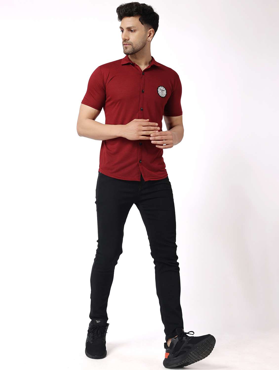 maroon cotton blend casual shirt - 19915428 -  Standard Image - 3