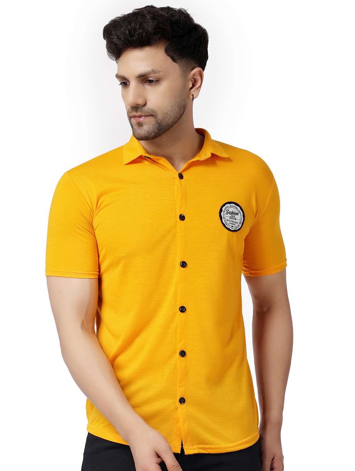 yellow cotton blend casual shirt - 19915429 - Zoom Image - 0