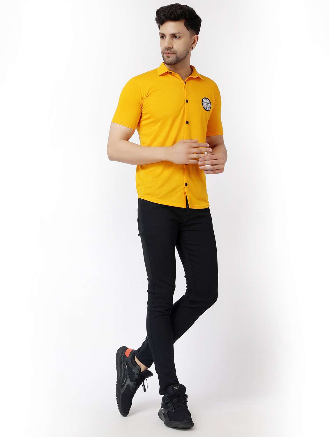 yellow cotton blend casual shirt - 19915429 - Standard Image - 3