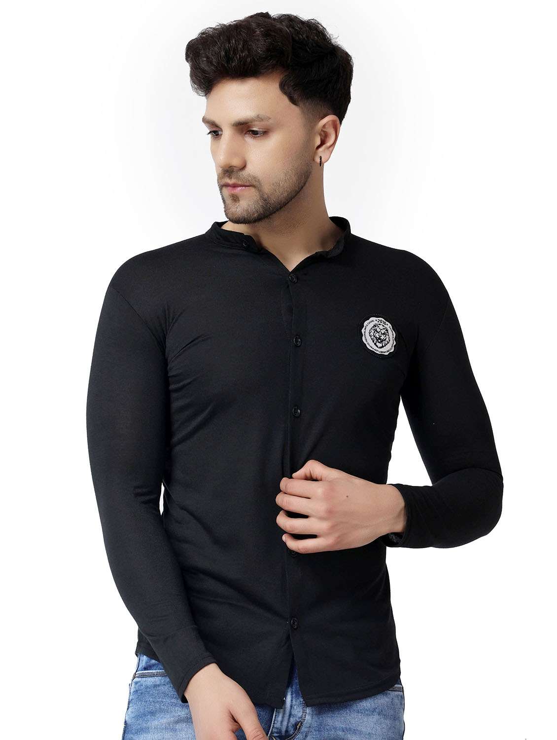 black cotton blend casual shirt - 19915436 - Zoom Image - 0