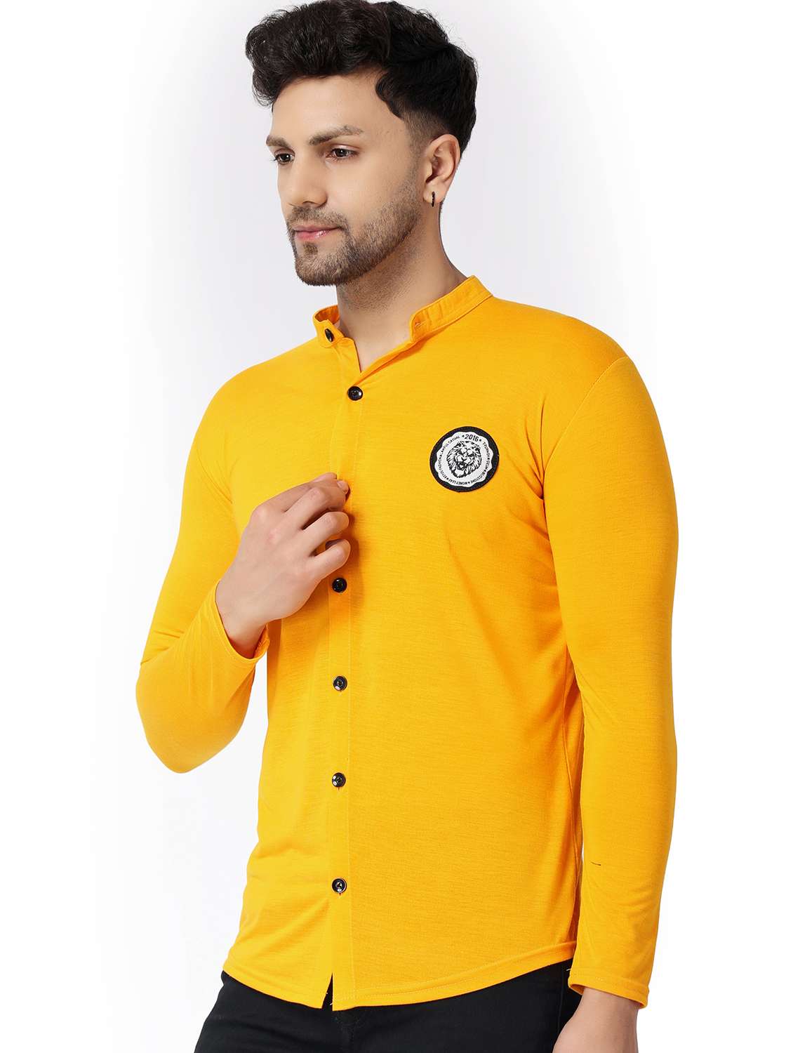 yellow cotton blend casual shirt - 19915438 - Zoom Image - 0