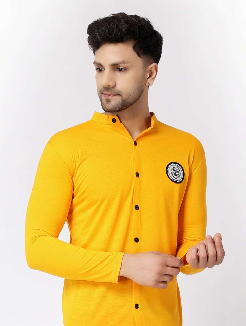 yellow cotton blend casual shirt - 19915438 - Standard Image - 3