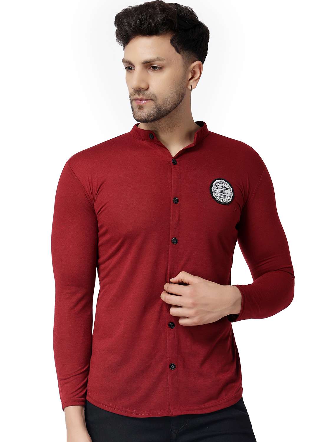 maroon cotton blend casual shirt - 19915443 - Zoom Image - 0