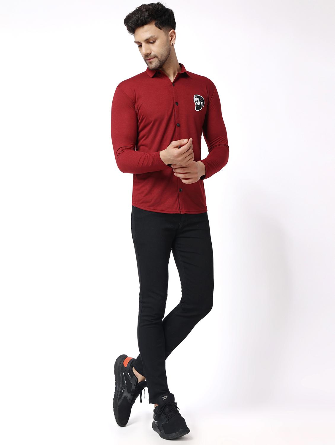 maroon cotton blend casual shirt - 19915449 - Standard Image - 3