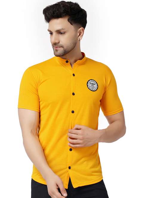 yellow cotton blend casual shirt - 19915462 - Standard Image - 0