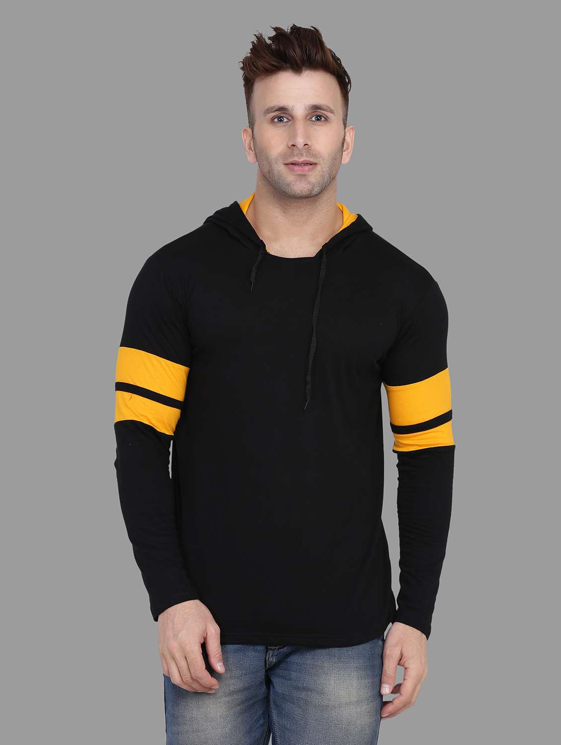 hood neck color block regular t-shirt - 19915524 - Zoom Image - 0