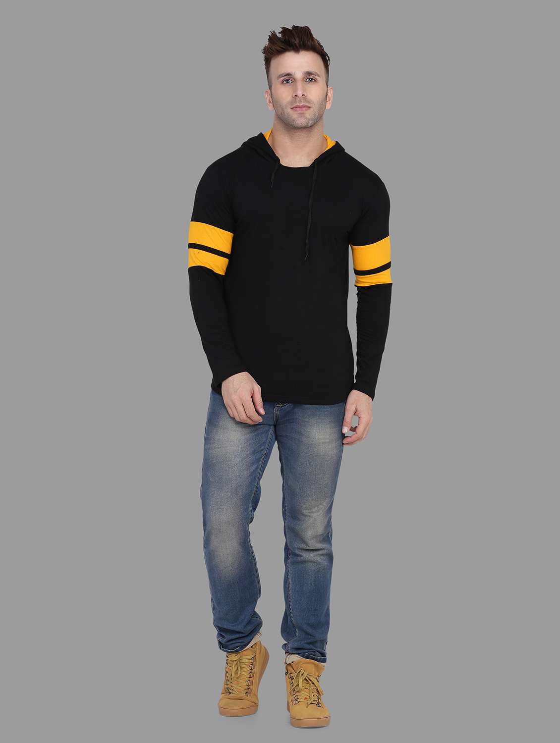 hood neck color block regular t-shirt - 19915524 - Standard Image - 3