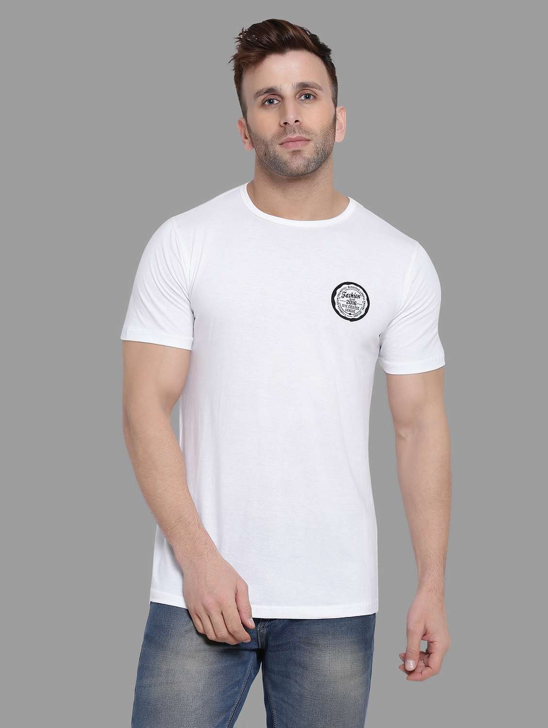 men round neck cotton t-shirt - 19915543 -  Zoom Image - 0
