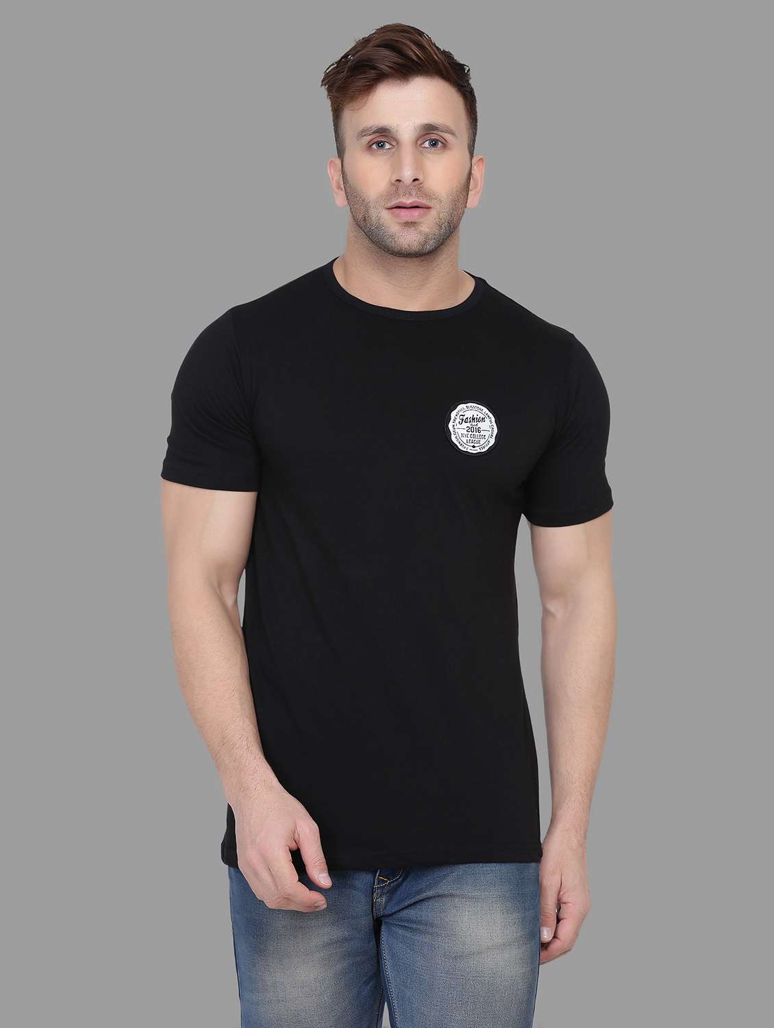 men round neck cotton t-shirt