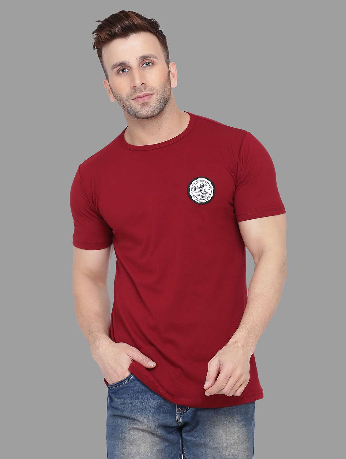men round neck cotton t-shirt