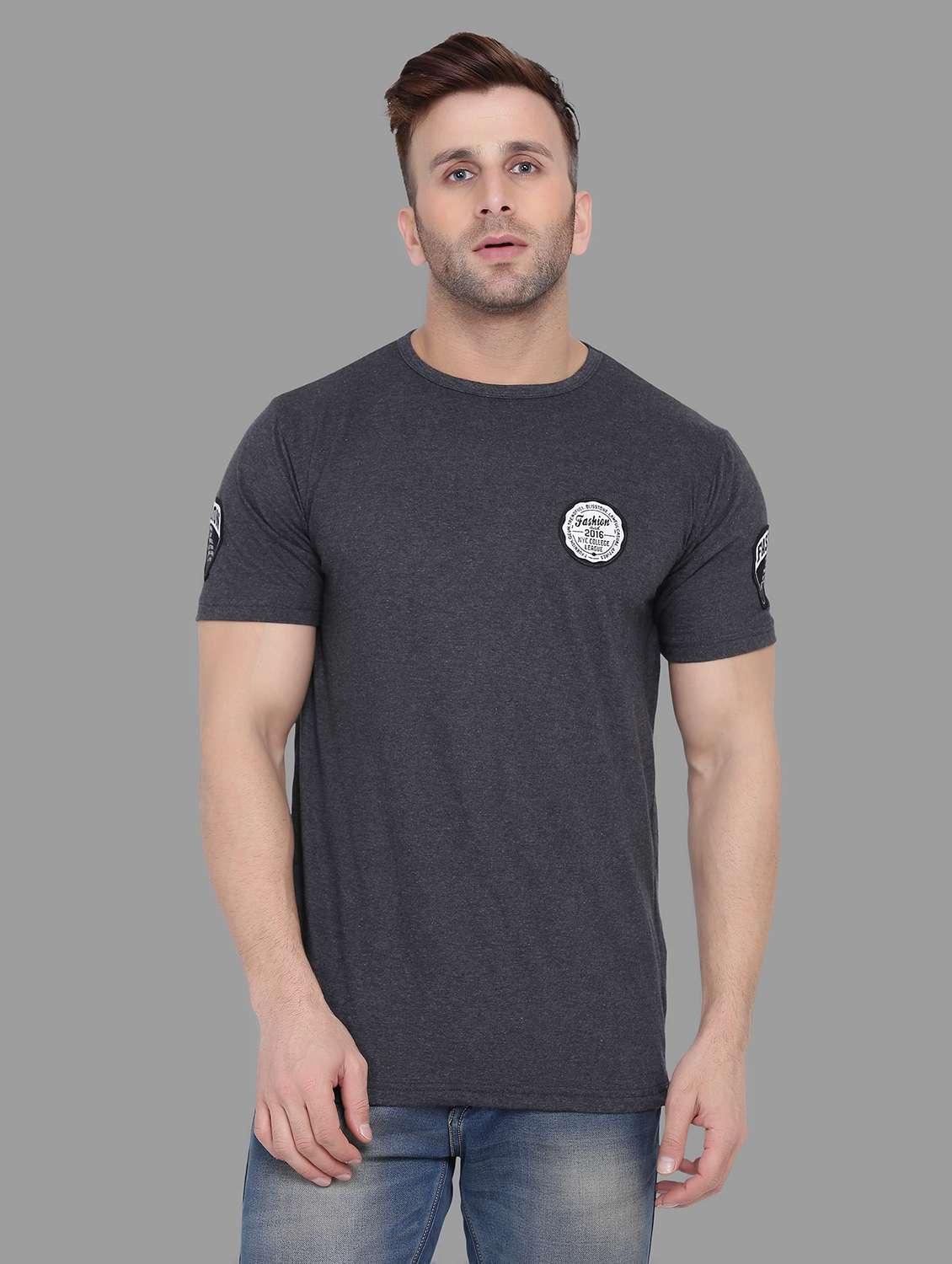 men round neck cotton t-shirt