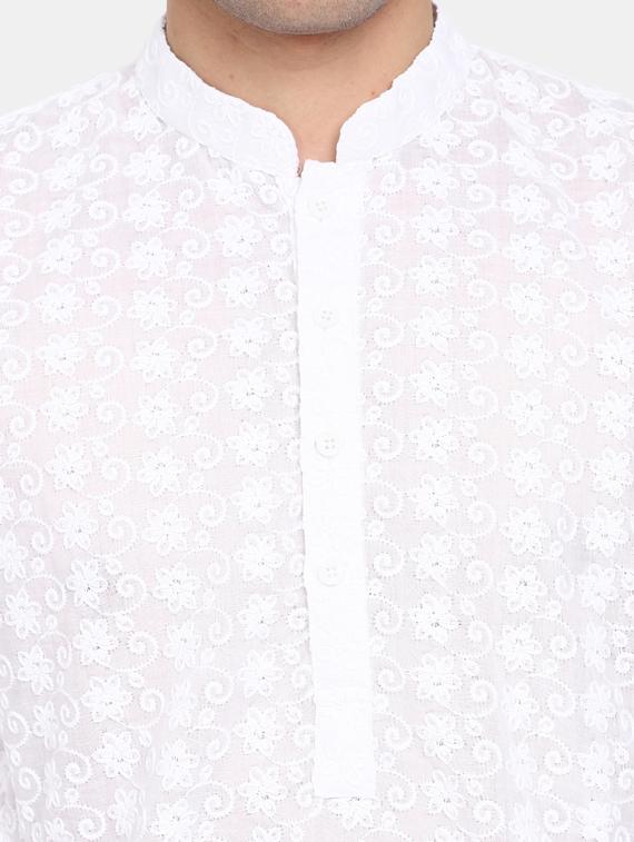 embroidered cotton kurta pyjama set - 19915966 - Standard Image - 3