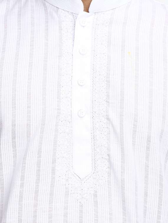 white cotton kurta pyjama set - 19915969 -  Standard Image - 3