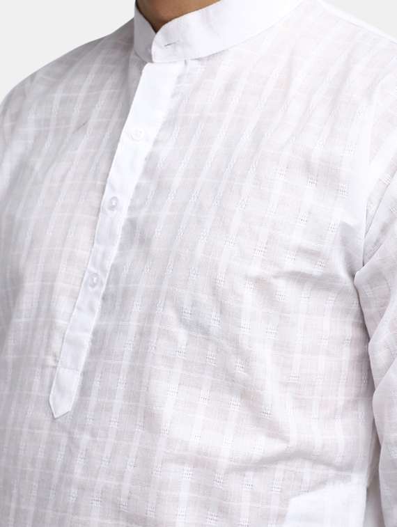 white cotton kurta pyjama set - 19915978 -  Standard Image - 3