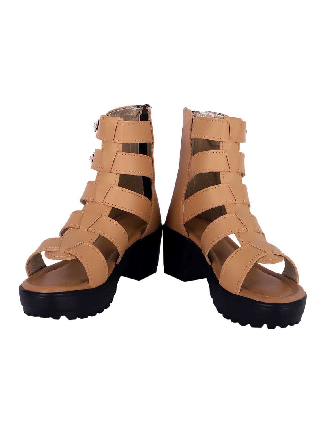 beige closed back gladiators block heel sandal - 19916800 -  Standard Image - 3