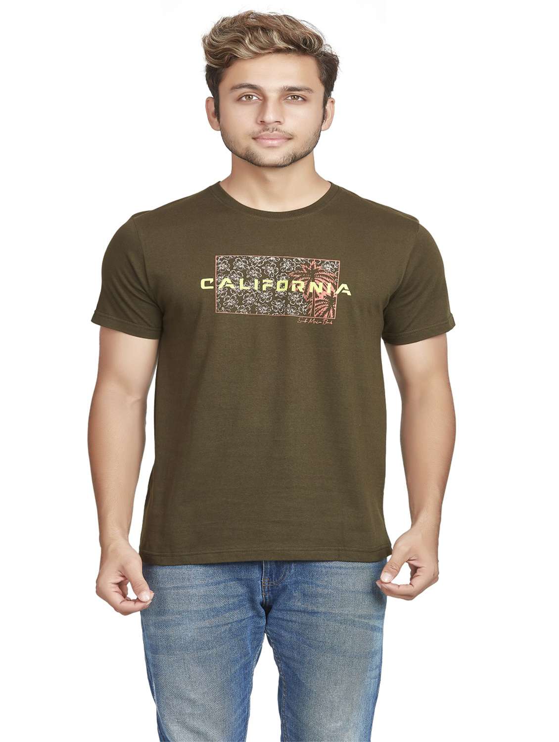 men chest print short sleeve t-shirt