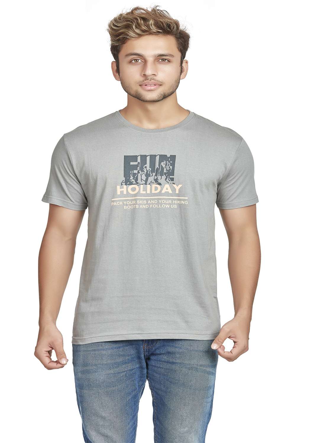 round neck printed cotton t-shirt