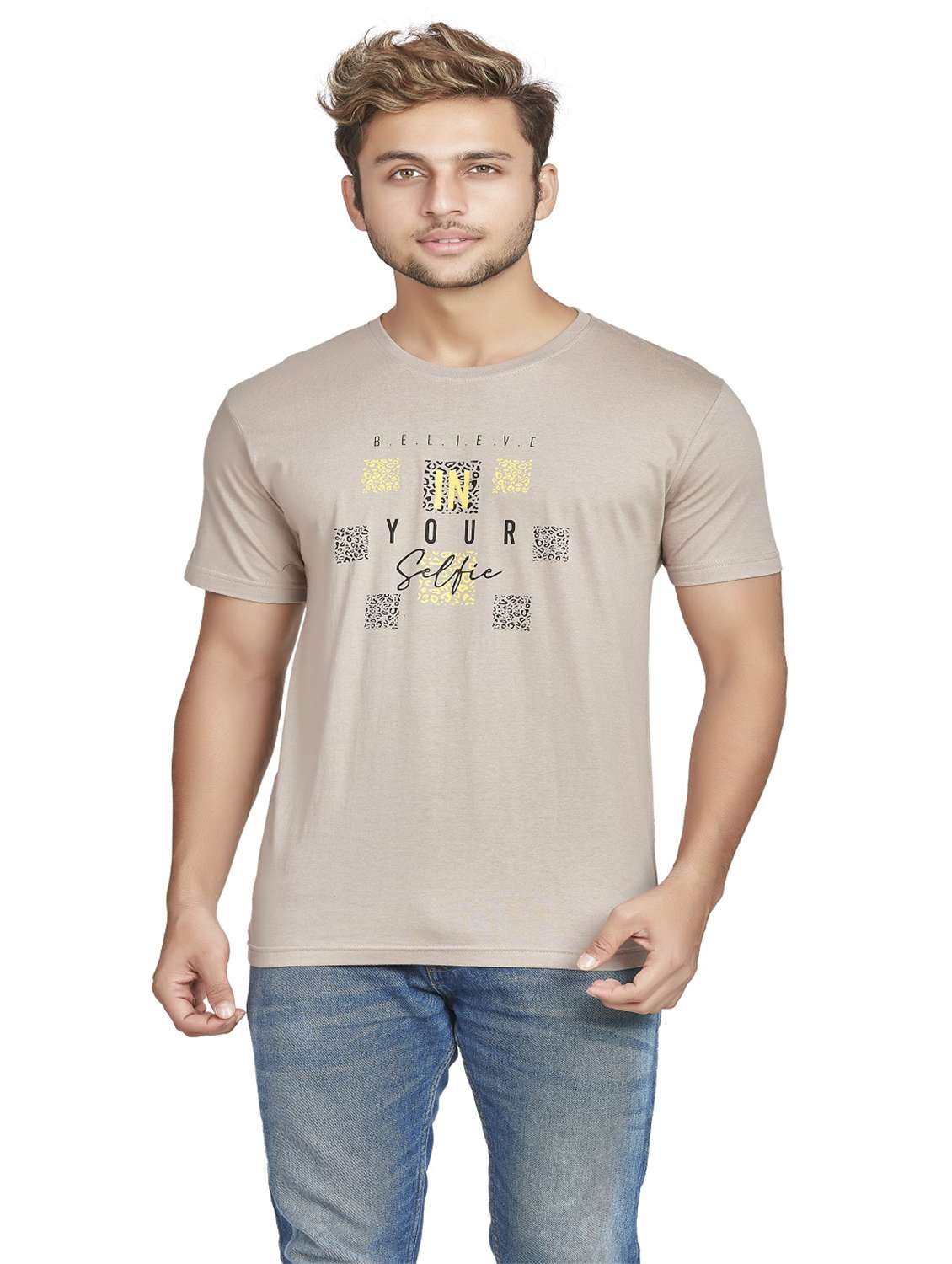 round neck printed cotton t-shirt