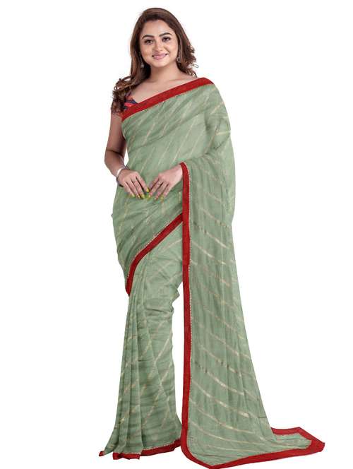 women's foil print light green colored saree with blouse - 19918234 - Standard Image - 0