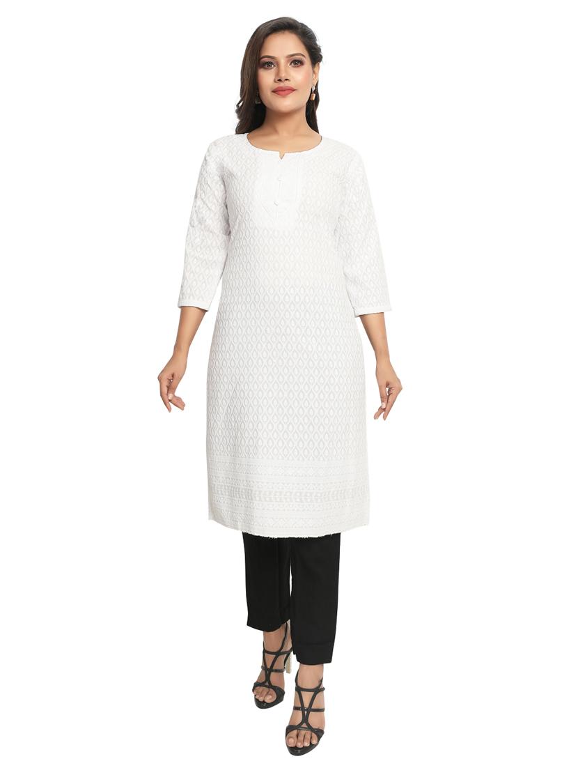 tonal embroidered straight kurta - 19919516 - Zoom Image - 0