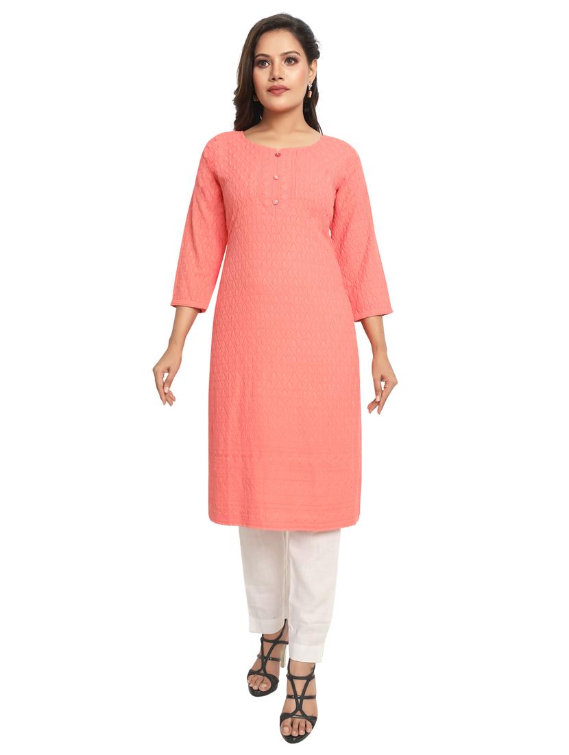 tonal embroidered straight kurta - 19919526 - Zoom Image - 0